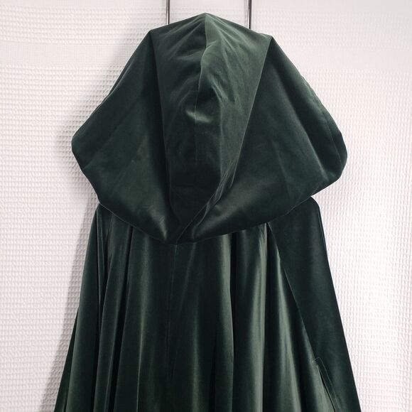 Excalibor Renaissance Fair Cloak Cape Emerald Green Velvet Hooded Medieval LARP - Picture 13 of 16